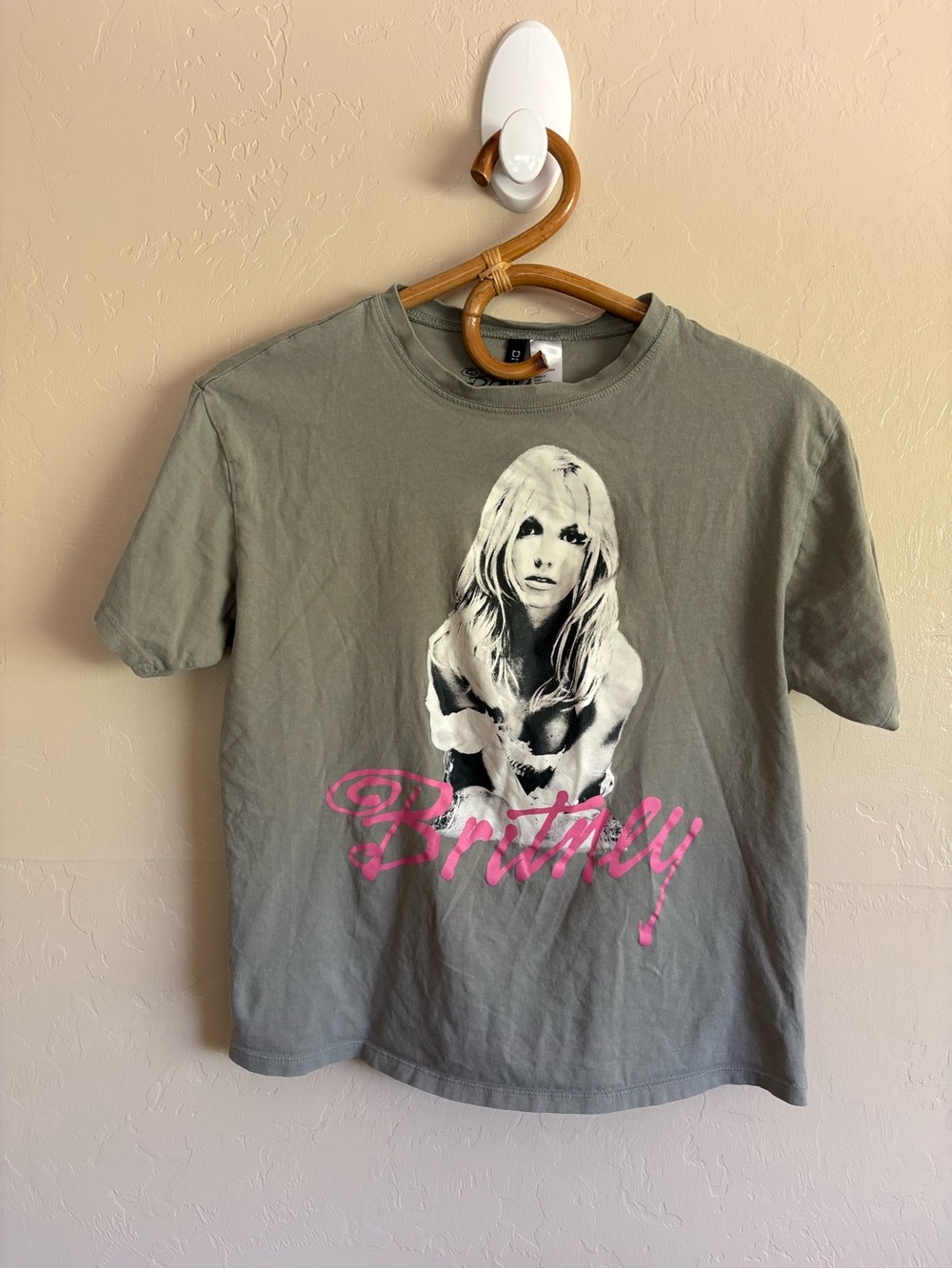 Britney Spears x H&M Graphic Tee Short Sleeve Green Pink Baggy Oversized Size XS